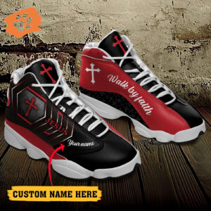 Jesus Walk by Faith Cool Black custom name Air Jordan 13 Shoes - Gift for Men Women