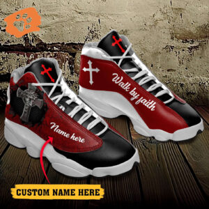 Jesus Walk by Faith custom name Air Jordan 13 Shoes Red - Gift for Men Women