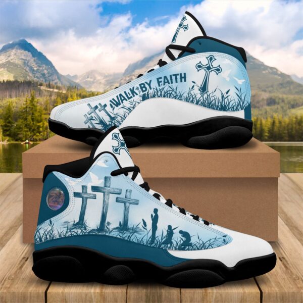 Jesus Walk By Faith Pray God Basketball Shoes, Christian Cross Running Shoes, Gift For God Lovers Prayers