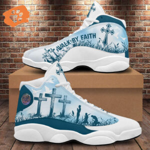 Jesus Walk By Faith Pray God Basketball Shoes, Christian Cross Running Shoes, Gift For God Lovers Prayers