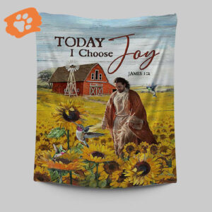 Jesus Walks Sunflower Field Tapestry - Choose Joy Christian Wall Art for Religious Home Decor