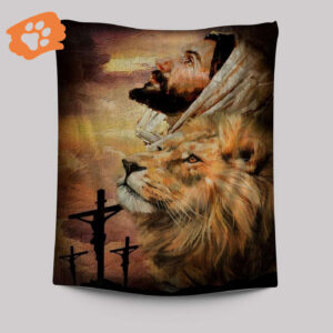 Jesus Watercolor Lion Tapestry: Cross Artwork for Home Decor