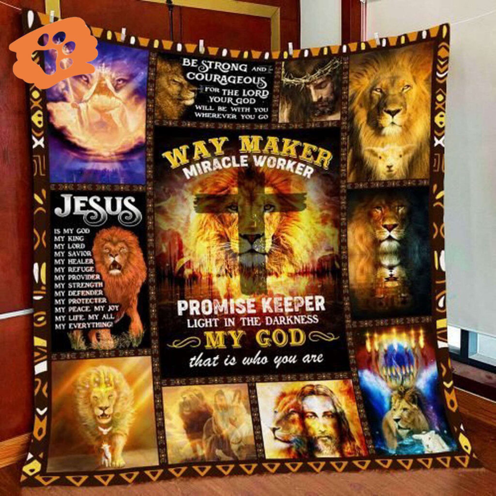 Jesus Way Maker Miracle Worker Lion Quilt Blanket Jesus Way Maker Miracle Worker Lion Quilt Blanket