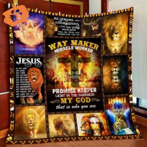 Jesus Way Maker Miracle Worker Lion Quilt Blanket