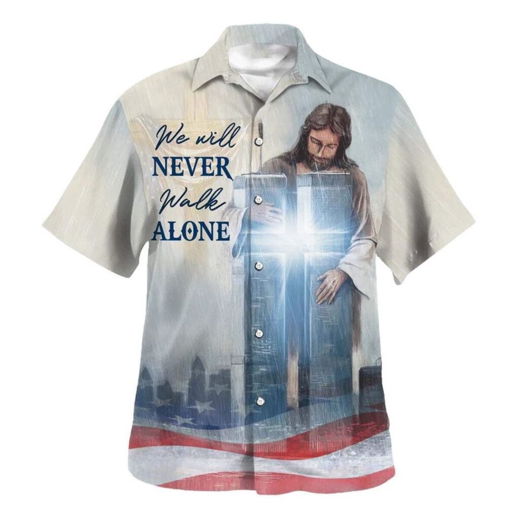 Men s Jesus We Will Never Walk Alone Christian Hawaiian Shirt – Perfect Gift for Christian Men Men s Jesus We Will Never Walk Alone Christian Hawaiian Shirt – Perfect Gift for Christian Men