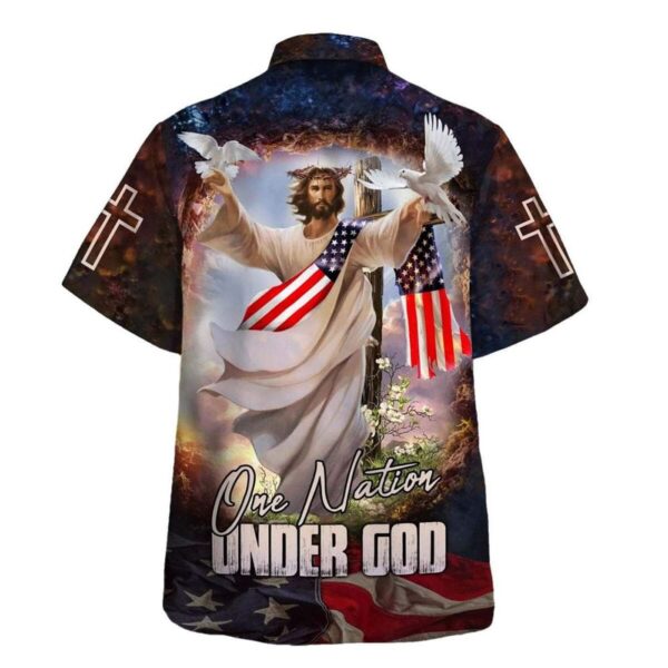 Jesus Dove Men s Christian Hawaiian Shirt: One Nation Under God Gift