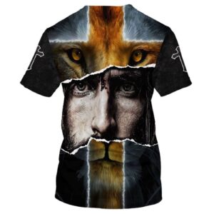 Jesus with Lion All Over Print 3D T Shirt - Christian Faith Tee for Men and Women 1
