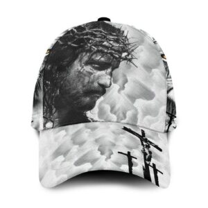 Jesus With Lion Black And White 3D Cap,jesus hat, jesus cap, i love jesus hat, jesus caps, jesus baseball cap