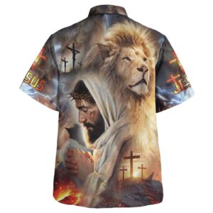 Jesus With Lion Hawaiian Shirt for Men - Christian Gift for Friend 1