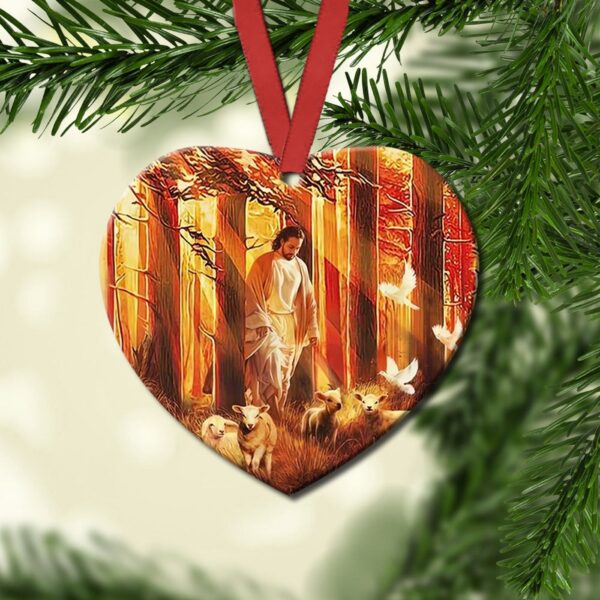 Jesus With Sheep Ceramic Ornament – Heartwarming Faith Decor