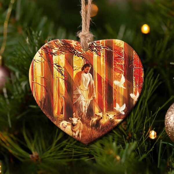 Jesus With Sheep Ceramic Ornament – Heartwarming Faith Decor
