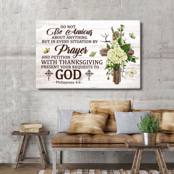 Jesuspirit Beautiful Canvas  Flower And Cross  Philippians 46  Do Not Be Anxious CVM1