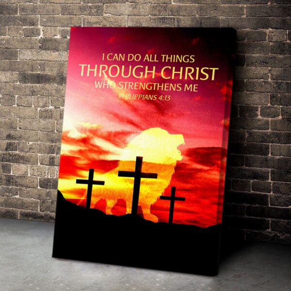 Jesuspirit  I Can Do All Things Through Christ Who Strengthens Me  Philippians 413  Lion And Cross Canvas Jesus Gift