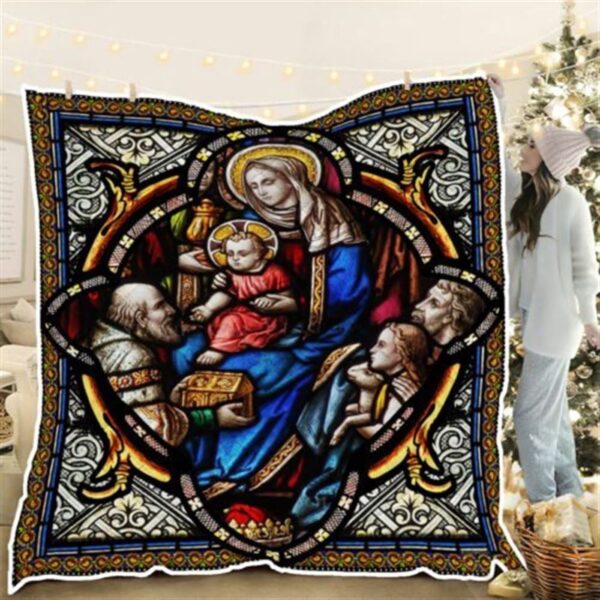 Stained Glass Christian Quilt Blanket – Perfect Christian Gift for Believers