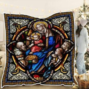 Jesuss Presentation Stained Glass Quilt Blanket 1