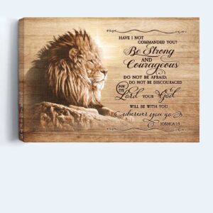 Joshua 1:9 Lion of Judah Jesus Landscape Poster - Inspirational Home Decor & Wall Art Print 1