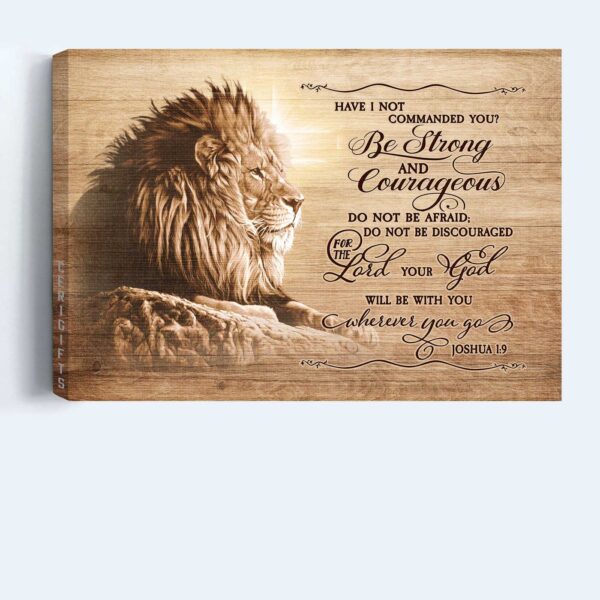 Joshua 1:9 Lion of Judah Jesus Landscape Poster – Inspirational Home Decor & Wall Art Print