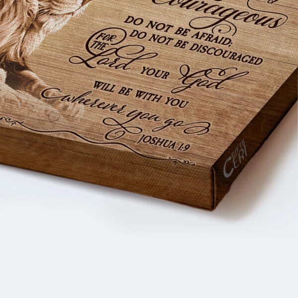 Joshua 1:9 Lion of Judah Jesus Landscape Poster – Inspirational Home Decor & Wall Art Print