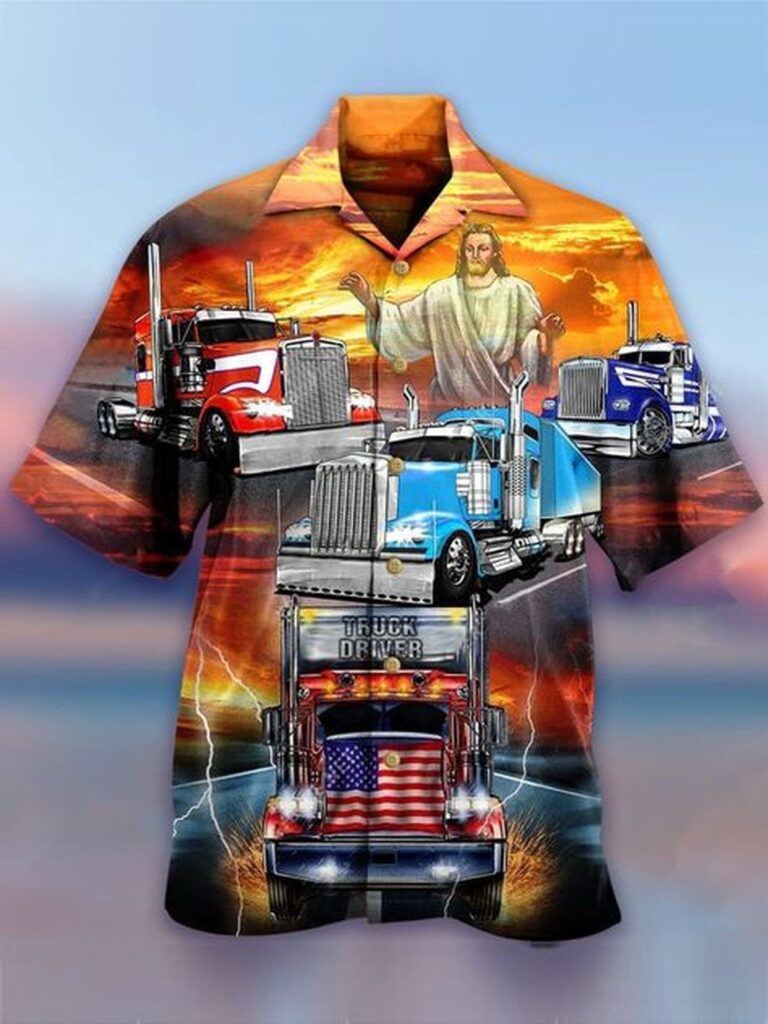 Joy Corners Jesus And Trucks Trucker 3D Hawaiian Shirt – Unique Men s Clothing