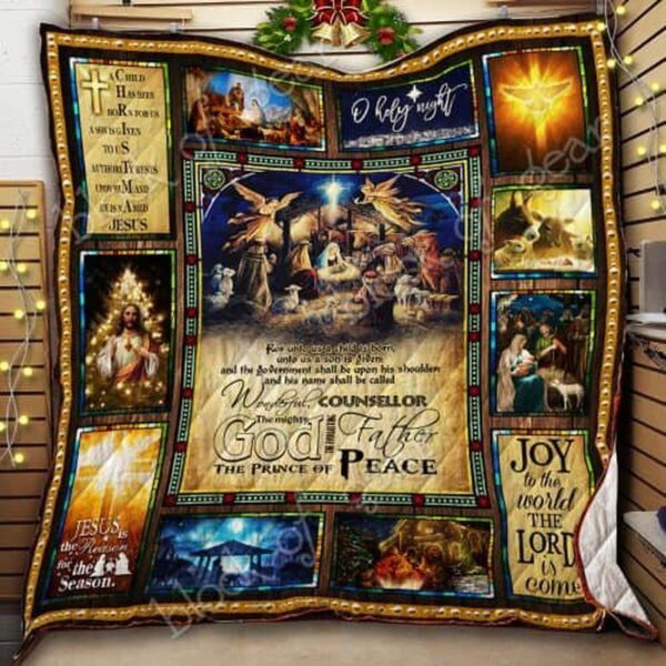 Jesus Christmas Quilt – Joy To The World Lord Is Come: Festive Holiday Decor