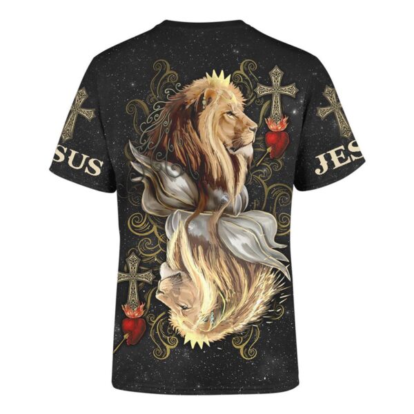 King Of Hearts Lion Jesus Unisex 3D T-Shirt Christian Faith Shirt for Men & Women