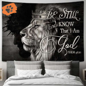 Jesus King of Kings Black and White Tapestry - Be Still and Know Living Room Bedroom Decor