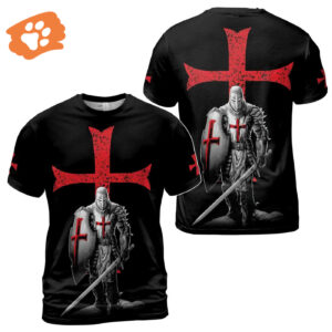 Knight Templar Knight Warrior Red Jesus Cross Men's T-shirt S-5XL