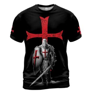 Knight Templar Knight Warrior Red Jesus Cross Men's T-shirt S-5XL 1