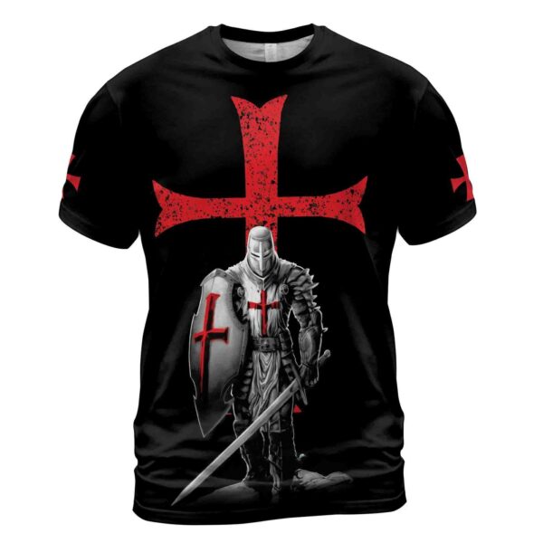 Knight Templar Knight Warrior Red Jesus Cross Men’s T-shirt S-5XL