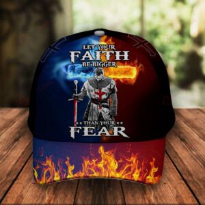 Let Your Faith Be Bigger Than Your Fear Knight Jesus Christ God Classic 3d Cap ALL OVER PRINTED