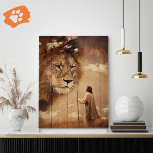 Lion and Jesus Poster for Home Decor Gift