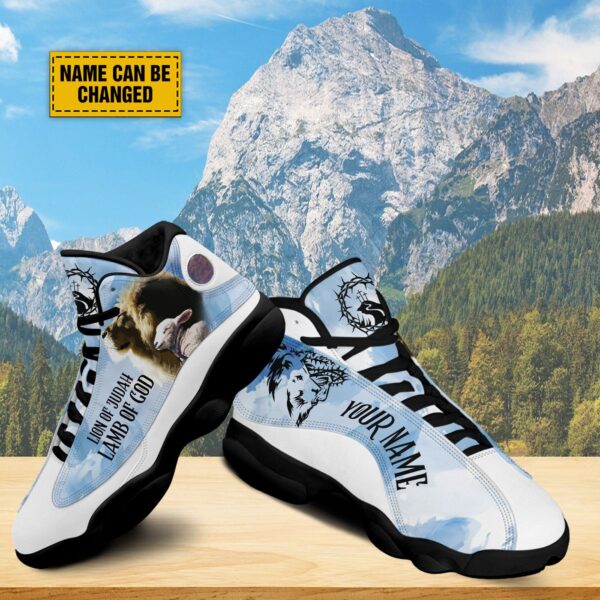 Lion And Lamb Basketball Shoes, Jesus Lion Of Judah Running Shoes, Christian Gifts, Religious Footwear Unisex Basketball Shoes