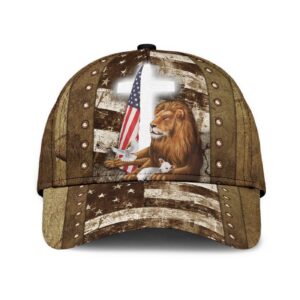 Lion And Lamb Jesus Cross American Flag Classic Cap - Gift 2025 for Men Women 1