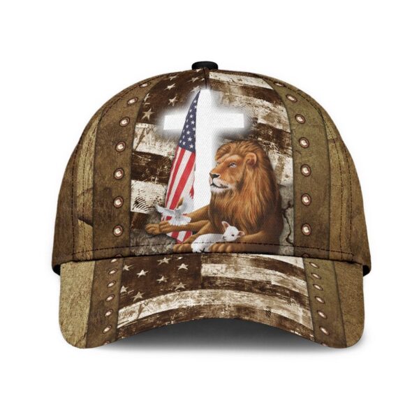 Lion And Lamb Jesus Cross American Flag Classic Cap – Gift 2025 for Men Women