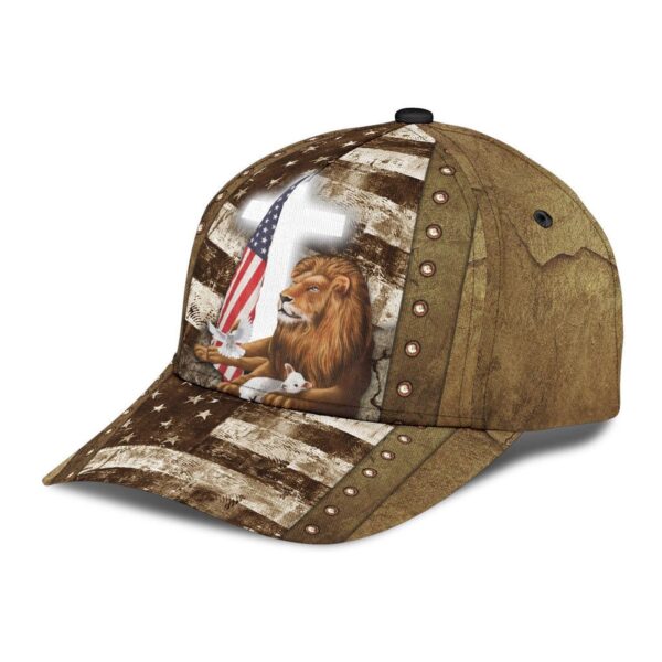 Lion And Lamb Jesus Cross American Flag Classic Cap – Gift 2025 for Men Women
