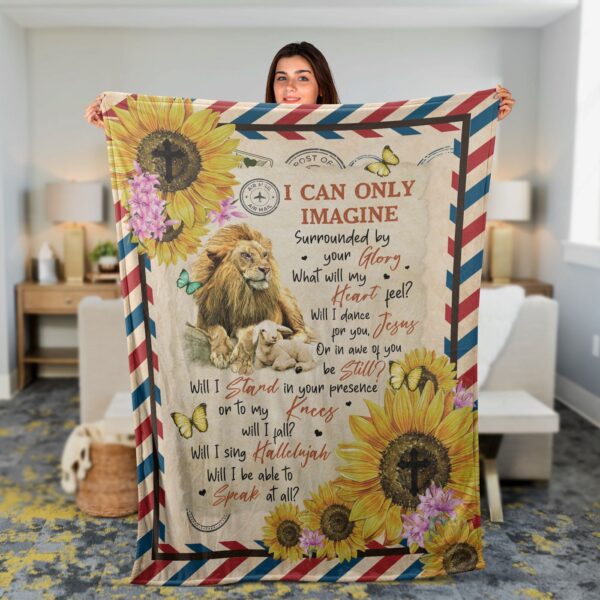 Faith Blanket – Lion and White Lamb Sunflower and Jesus – Inspirational Gift – I Can Only Imagine