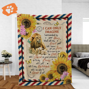 Faith Blanket - Lion and White Lamb Sunflower and Jesus - Inspirational Gift - I Can Only Imagine