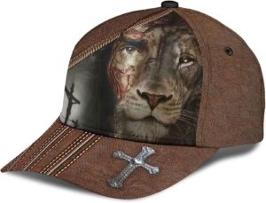 Lion Crucifixion Of Jesus Classic Hat, Christian Baseball Cap, Jesus Hat Trucker Classic Hats Gift 1