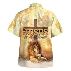 Lion Jesus Savior Cross Hawaiian Shirt for Men - Christian Gift 1