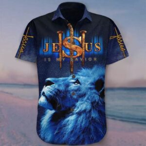 Jesus Lion Savior Hawaiian Shirt: Unique Christian Apparel Gift for Men