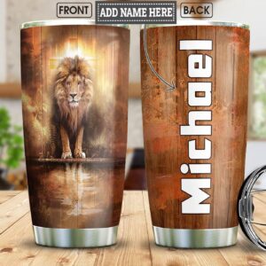 Lion Jesus Personalized Stainless Steel Tumbler - Jesus Lover Men Women