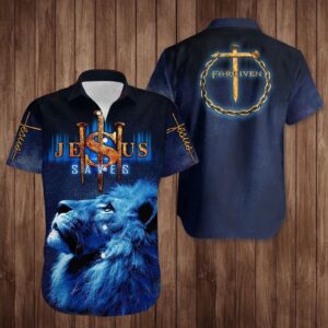 Lion Jesus Saves Hawaiian Shirt: Unique Christian Faith Clothing