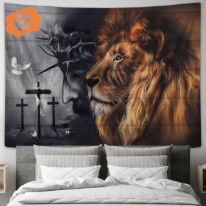 Lion of Judah and Jesus Large Tapestry - Christian Religious Art Prints