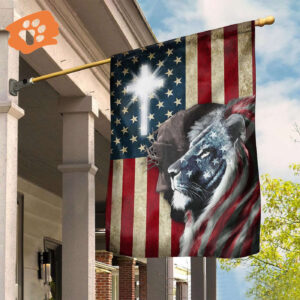 Lion of Judah Jesus Christ American Flag Patriotic Flag Merch