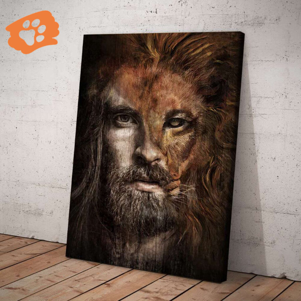 Lion of Judah Jesus Christ Half Face Portrait Poster for Home Decor Gift Lion of Judah Jesus Christ Half Face Portrait Poster for Home Decor Gift