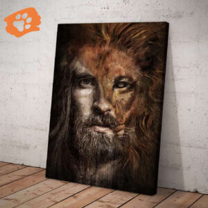 Lion of Judah Jesus Christ Half Face Portrait Poster for Home Decor Gift