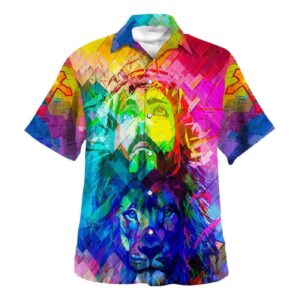 Lion of Judah Jesus Hawaiian Shirt for Men - Christian Gift