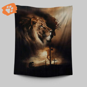 Lion Of Judah Jesus On The Cross Tapestry - Christian Wall Art for Religious Home Decor