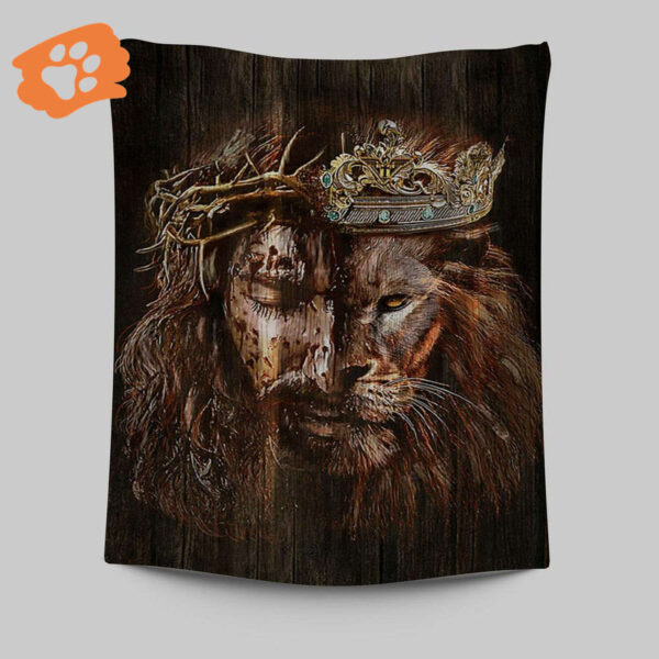 Lion of Judah Jesus Tapestry: Christian Wall Art for Religious Home Decor