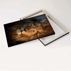 Jesus is King Lion Portrait & Crown Landscape Poster Home Decor Gift - Christian Wall Decor 1